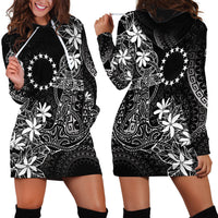Black Kuki Airani Tapakau Hoodie Dress Tribal Anchor Mix Tiare