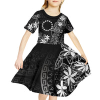 Black Kuki Airani Tapakau Kid Short Sleeve Dress Tribal Anchor Mix Tiare