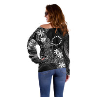 Black Kuki Airani Tapakau Off Shoulder Sweater Tribal Anchor Mix Tiare