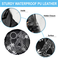 Black Kuki Airani Tapakau Spare Tire Cover Tribal Anchor Mix Tiare