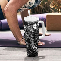 Black Kuki Airani Tapakau Tumbler With Handle Tribal Anchor Mix Tiare
