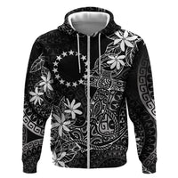 Black Kuki Airani Tapakau Zip Hoodie Tribal Anchor Mix Tiare