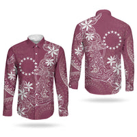 Maroon Kuki Airani Tapakau Couples Matching Mermaid Dress and Long Sleeve Button Shirt Tribal Anchor Mix Tiare LT7 - Polynesian Pride