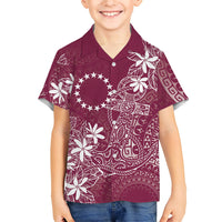 Maroon Kuki Airani Tapakau Family Matching Mermaid Dress and Hawaiian Shirt Tribal Anchor Mix Tiare