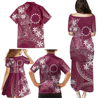 Maroon Kuki Airani Tapakau Family Matching Puletasi and Hawaiian Shirt Tribal Anchor Mix Tiare LT7 Mom's Dress Maroon - Polynesian Pride