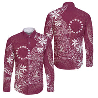 Maroon Kuki Airani Tapakau Family Matching Short Sleeve Bodycon Dress and Hawaiian Shirt Tribal Anchor Mix Tiare LT7 Dad's Shirt - Long Sleeve Maroon - Polynesian Pride