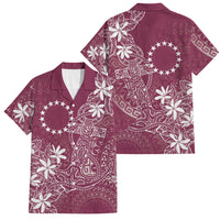 Maroon Kuki Airani Tapakau Family Matching Summer Maxi Dress and Hawaiian Shirt Tribal Anchor Mix Tiare LT7 Dad's Shirt - Short Sleeve Maroon - Polynesian Pride