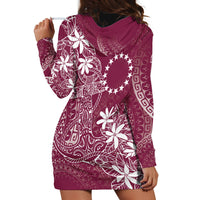 Maroon Kuki Airani Tapakau Hoodie Dress Tribal Anchor Mix Tiare
