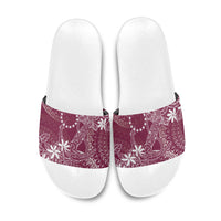 Maroon Kuki Airani Tapakau Slide Sandals Tribal Anchor Mix Tiare