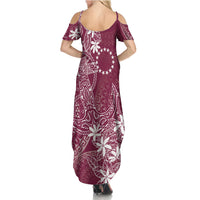 Maroon Kuki Airani Tapakau Summer Maxi Dress Tribal Anchor Mix Tiare LT7 - Polynesian Pride