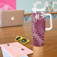 Maroon Kuki Airani Tapakau Tumbler With Handle Tribal Anchor Mix Tiare