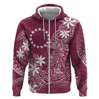 Maroon Kuki Airani Tapakau Zip Hoodie Tribal Anchor Mix Tiare