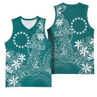 Teal Kuki Airani Tapakau Basketball Jersey Tribal Anchor Mix Tiare