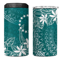 Teal Kuki Airani Tapakau 4 in 1 Can Cooler Tumbler Tribal Anchor Mix Tiare