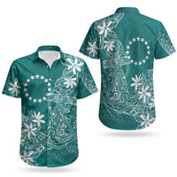 Teal Kuki Airani Tapakau Couples Matching Off Shoulder Maxi Dress and Hawaiian Shirt Tribal Anchor Mix Tiare LT7 - Polynesian Pride