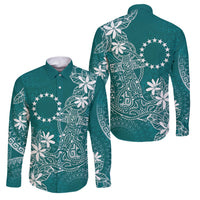 Teal Kuki Airani Tapakau Family Matching Puletasi and Hawaiian Shirt Tribal Anchor Mix Tiare LT7 Dad's Shirt - Long Sleeve Teal - Polynesian Pride
