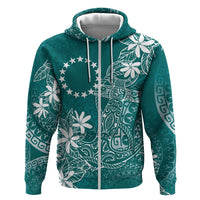 Teal Kuki Airani Tapakau Hoodie Tribal Anchor Mix Tiare