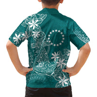 Teal Kuki Airani Tapakau Kid Hawaiian Shirt Tribal Anchor Mix Tiare