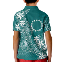 Teal Kuki Airani Tapakau Kid Polo Shirt Tribal Anchor Mix Tiare
