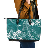 Teal Kuki Airani Tapakau Leather Tote Bag Tribal Anchor Mix Tiare