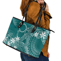 Teal Kuki Airani Tapakau Leather Tote Bag Tribal Anchor Mix Tiare