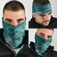 Teal Kuki Airani Tapakau Neck Gaiter Tribal Anchor Mix Tiare