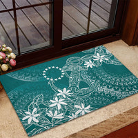 Teal Kuki Airani Tapakau Rubber Doormat Tribal Anchor Mix Tiare