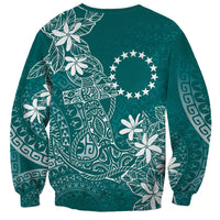 Teal Kuki Airani Tapakau Sweatshirt Tribal Anchor Mix Tiare