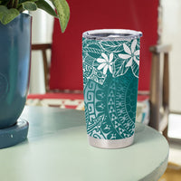 Teal Kuki Airani Tapakau Tumbler Cup Tribal Anchor Mix Tiare