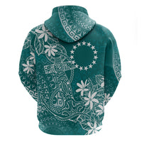 Teal Kuki Airani Tapakau Zip Hoodie Tribal Anchor Mix Tiare