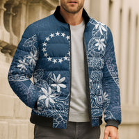 Navy Kuki Airani Tapakau Bomber Puffer Jacket Tribal Anchor Mix Tiare