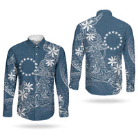 Navy Kuki Airani Tapakau Couples Matching Mermaid Dress and Long Sleeve Button Shirt Tribal Anchor Mix Tiare LT7 - Polynesian Pride