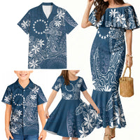 Navy Kuki Airani Tapakau Family Matching Mermaid Dress and Hawaiian Shirt Tribal Anchor Mix Tiare LT7 - Polynesian Pride