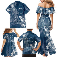 Navy Kuki Airani Tapakau Family Matching Mermaid Dress and Hawaiian Shirt Tribal Anchor Mix Tiare