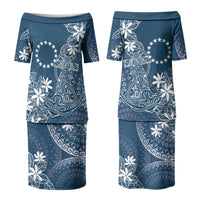 Navy Kuki Airani Tapakau Family Matching Puletasi and Hawaiian Shirt Tribal Anchor Mix Tiare LT7 Mom's Dress Navy - Polynesian Pride