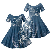 Navy Kuki Airani Tapakau Family Matching Puletasi and Hawaiian Shirt Tribal Anchor Mix Tiare LT7 Daughter's Dress Navy - Polynesian Pride