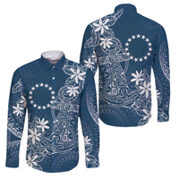 Navy Kuki Airani Tapakau Family Matching Short Sleeve Bodycon Dress and Hawaiian Shirt Tribal Anchor Mix Tiare LT7 Dad's Shirt - Long Sleeve Navy - Polynesian Pride