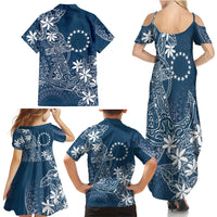 Navy Kuki Airani Tapakau Family Matching Summer Maxi Dress and Hawaiian Shirt Tribal Anchor Mix Tiare