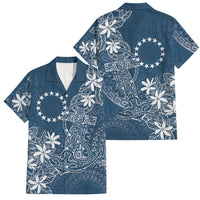 Navy Kuki Airani Tapakau Family Matching Summer Maxi Dress and Hawaiian Shirt Tribal Anchor Mix Tiare LT7 Dad's Shirt - Short Sleeve Navy - Polynesian Pride