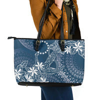 Navy Kuki Airani Tapakau Leather Tote Bag Tribal Anchor Mix Tiare