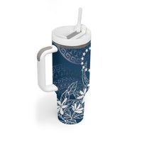 Navy Kuki Airani Tapakau Tumbler With Handle Tribal Anchor Mix Tiare