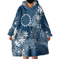 Navy Kuki Airani Tapakau Wearable Blanket Hoodie Tribal Anchor Mix Tiare