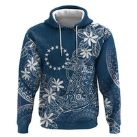 Navy Kuki Airani Tapakau Zip Hoodie Tribal Anchor Mix Tiare LT7 Pullover Hoodie Navy - Polynesian Pride