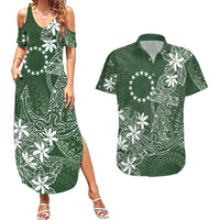 Sage Green Kuki Airani Tapakau Couples Matching Summer Maxi Dress and Hawaiian Shirt Tribal Anchor Mix Tiare