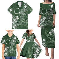 Sage Green Kuki Airani Tapakau Family Matching Puletasi and Hawaiian Shirt Tribal Anchor Mix Tiare