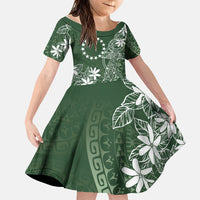 Sage Green Kuki Airani Tapakau Family Matching Summer Maxi Dress and Hawaiian Shirt Tribal Anchor Mix Tiare