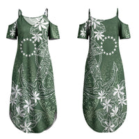 Sage Green Kuki Airani Tapakau Family Matching Summer Maxi Dress and Hawaiian Shirt Tribal Anchor Mix Tiare LT7 Mom's Dress Sage Green - Polynesian Pride