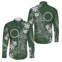 Sage Green Kuki Airani Tapakau Family Matching Summer Maxi Dress and Hawaiian Shirt Tribal Anchor Mix Tiare LT7 Dad's Shirt - Long Sleeve Sage Green - Polynesian Pride