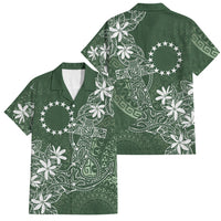 Sage Green Kuki Airani Tapakau Family Matching Tank Maxi Dress and Hawaiian Shirt Tribal Anchor Mix Tiare LT7 Dad's Shirt - Short Sleeve Sage Green - Polynesian Pride