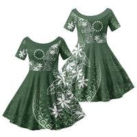 Sage Green Kuki Airani Tapakau Family Matching Tank Maxi Dress and Hawaiian Shirt Tribal Anchor Mix Tiare LT7 Daughter's Dress Sage Green - Polynesian Pride